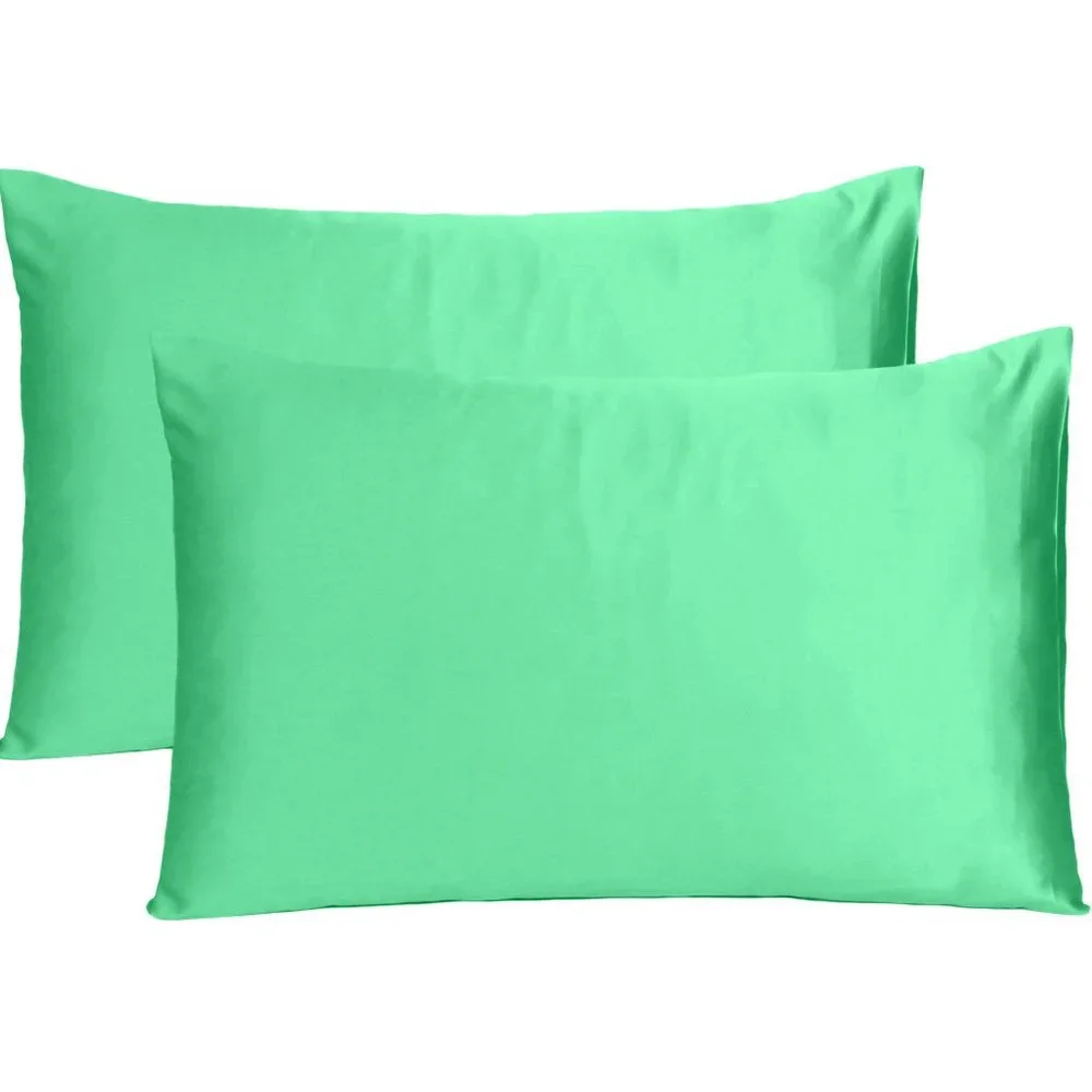 Oussum Decorative Luxury Standard Bedding Satin Silky Pillow Cases Set of 2